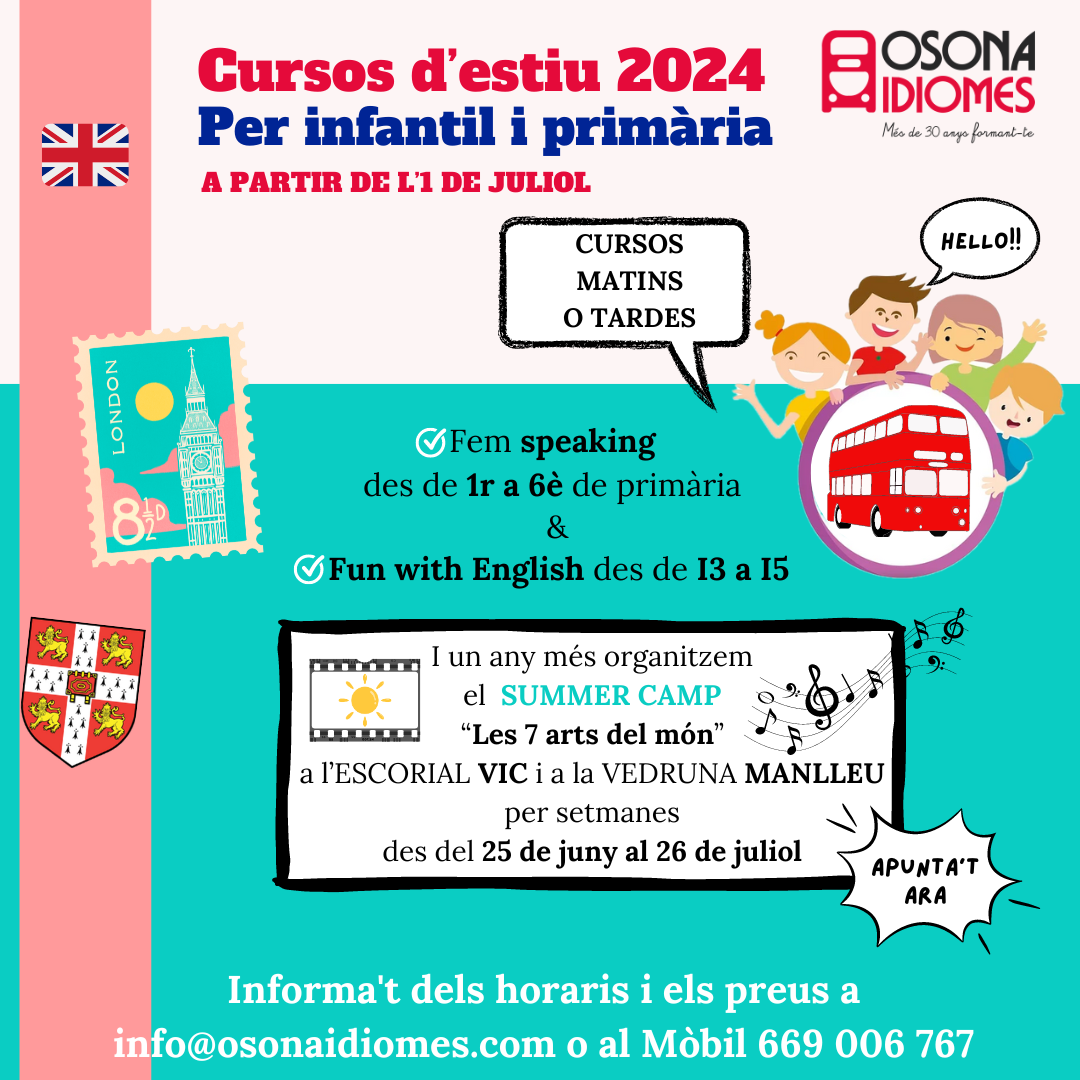 Cursos d'estiu per a infantil i primària